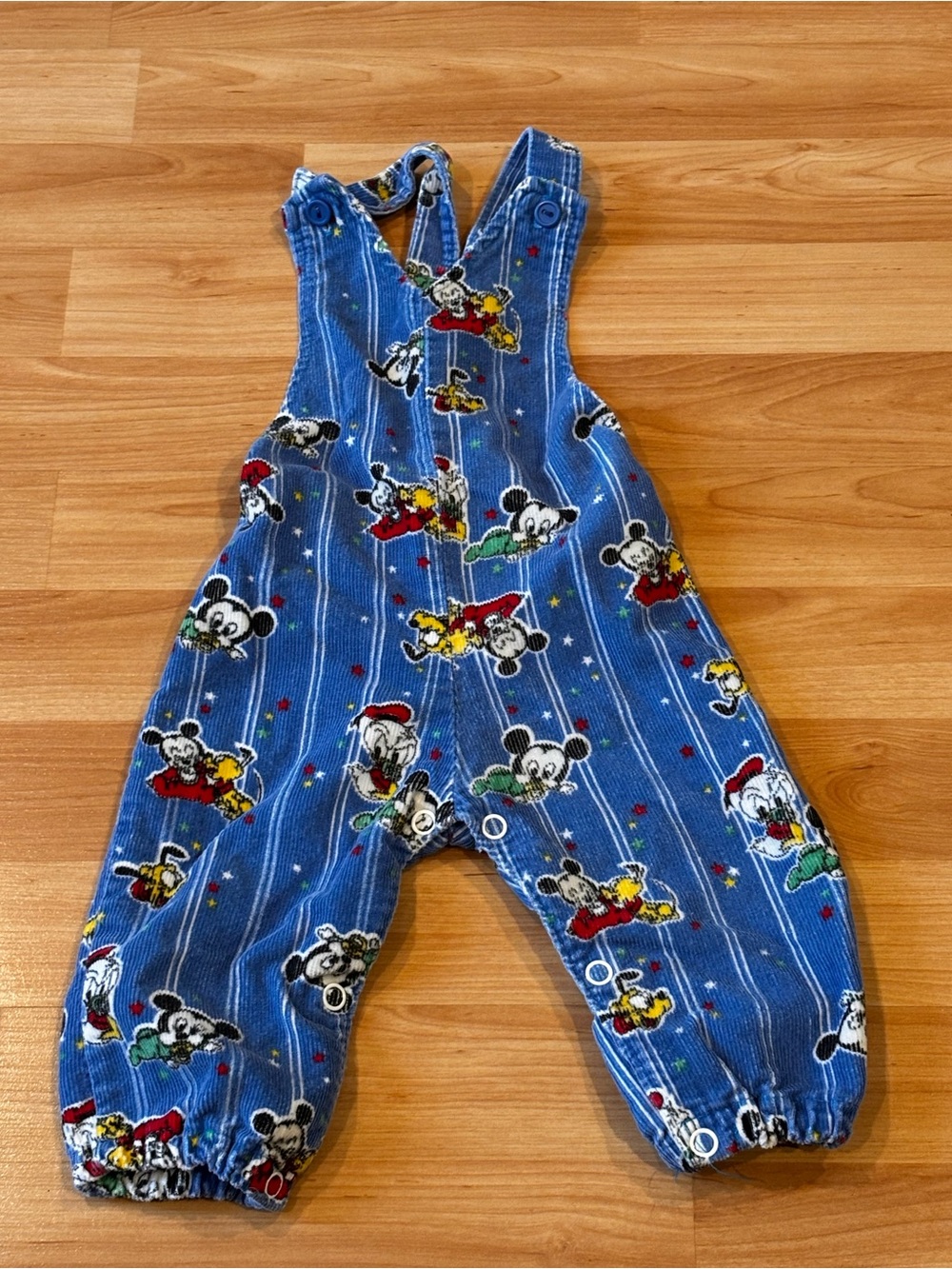 Vintage Disney Babies Mickey Mouse Corduroy Overalls with Multicolor Characters